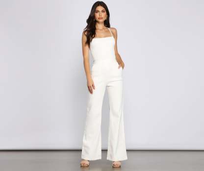 Retro Icon Lace Up Denim Jumpsuit - Lady Occasions
