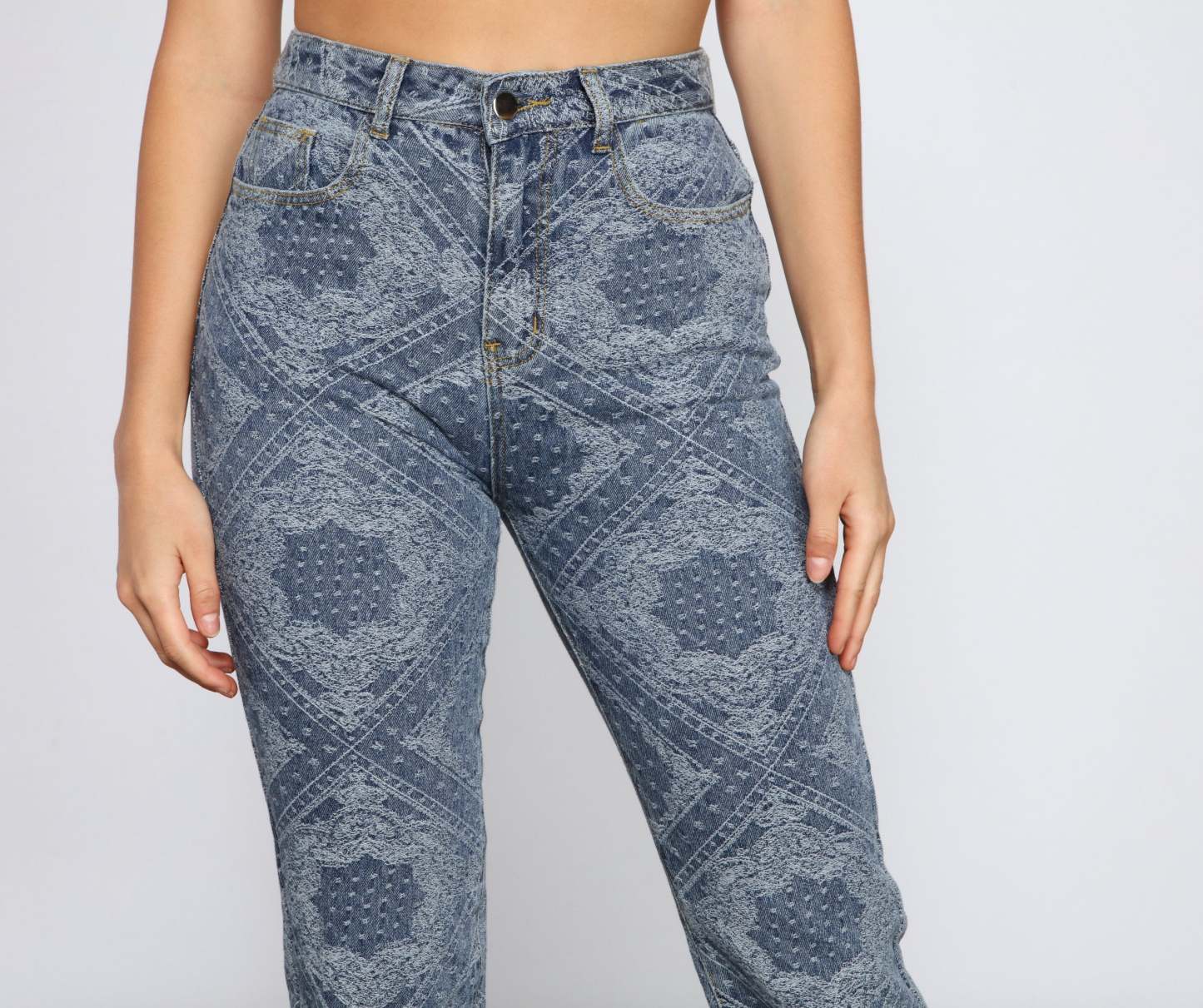 High-Rise Embroidered Straight Leg Jeans - Lady Occasions