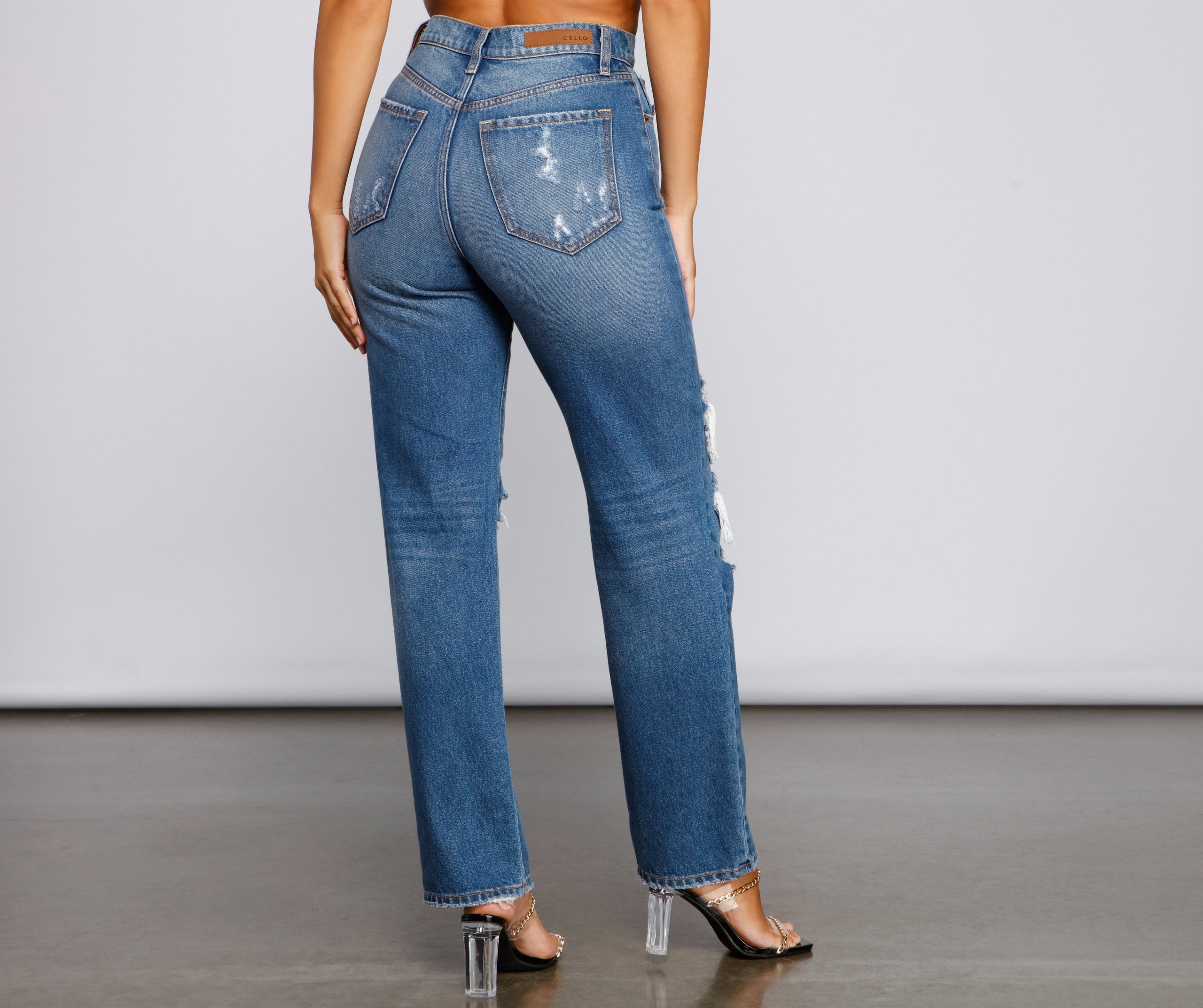 Gotta Be Chic High Rise Destructed Mom Jeans - Lady Occasions