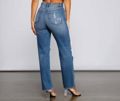 Gotta Be Chic High Rise Destructed Mom Jeans - Lady Occasions