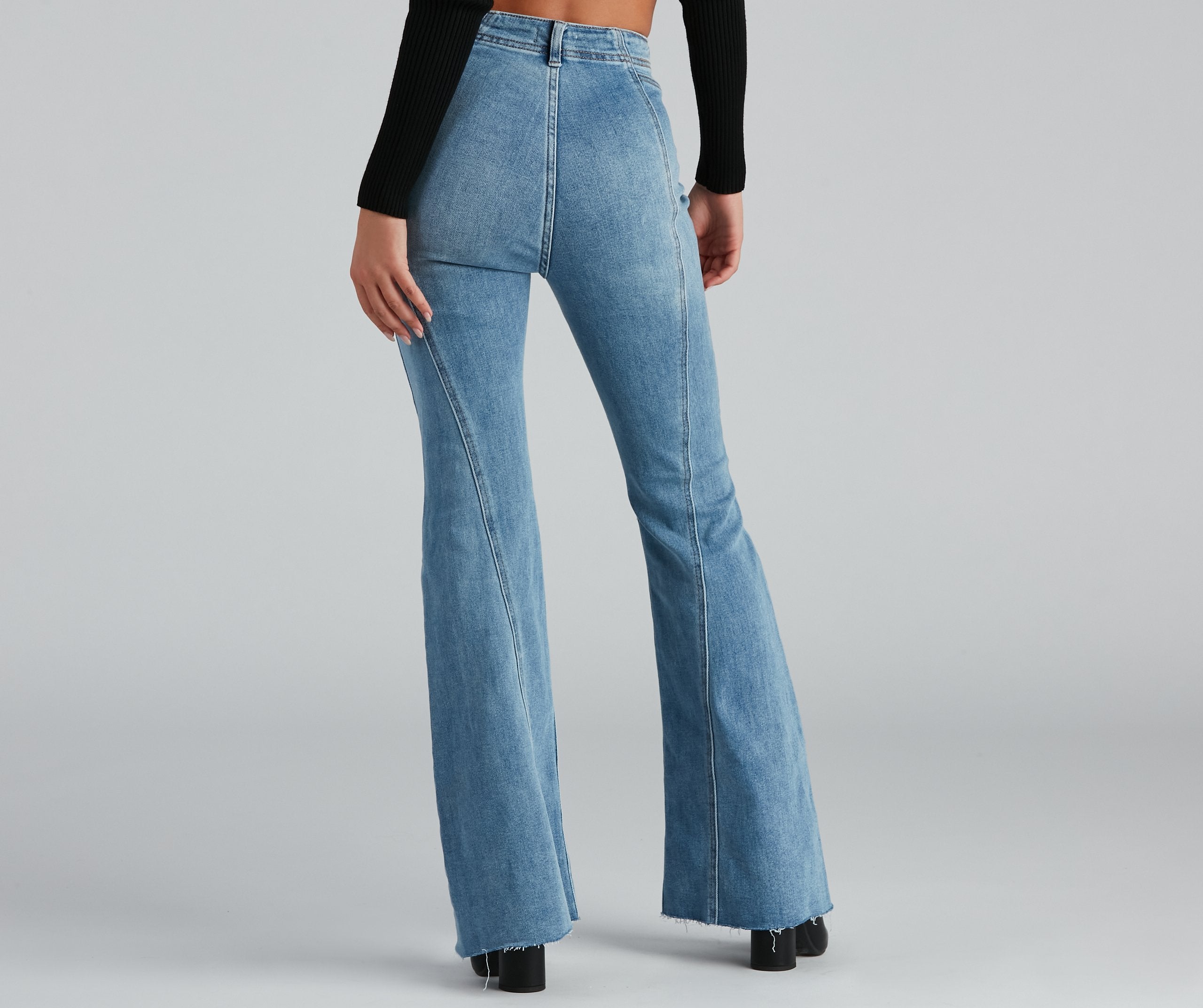 High-Rise Flared Straight-Leg Jeans - Lady Occasions