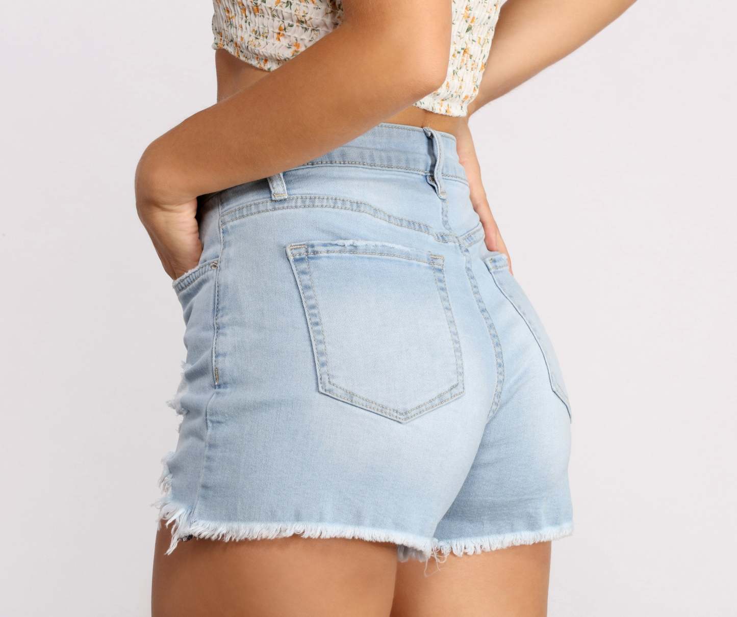 High Rise Cutoff Denim Shorts - Lady Occasions