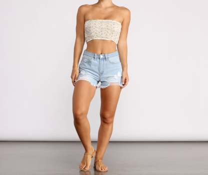 High Rise Cutoff Denim Shorts - Lady Occasions