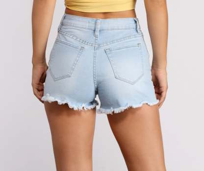 Your Everyday High Rise Light Denim Shorts - Lady Occasions