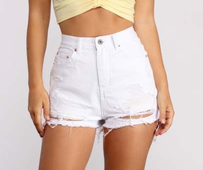 Never Enough High Rise Destructed Shorts - Lady Occasions