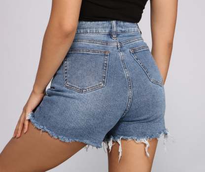 No Drama Destructed Denim Shorts - Lady Occasions