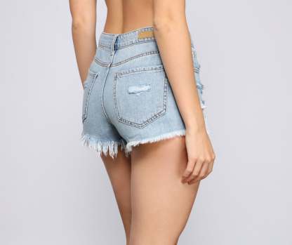 High Rise Style Frayed Cutoff Shorts - Lady Occasions