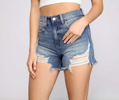 High Rise Frayed Cutoff Shorts - Lady Occasions