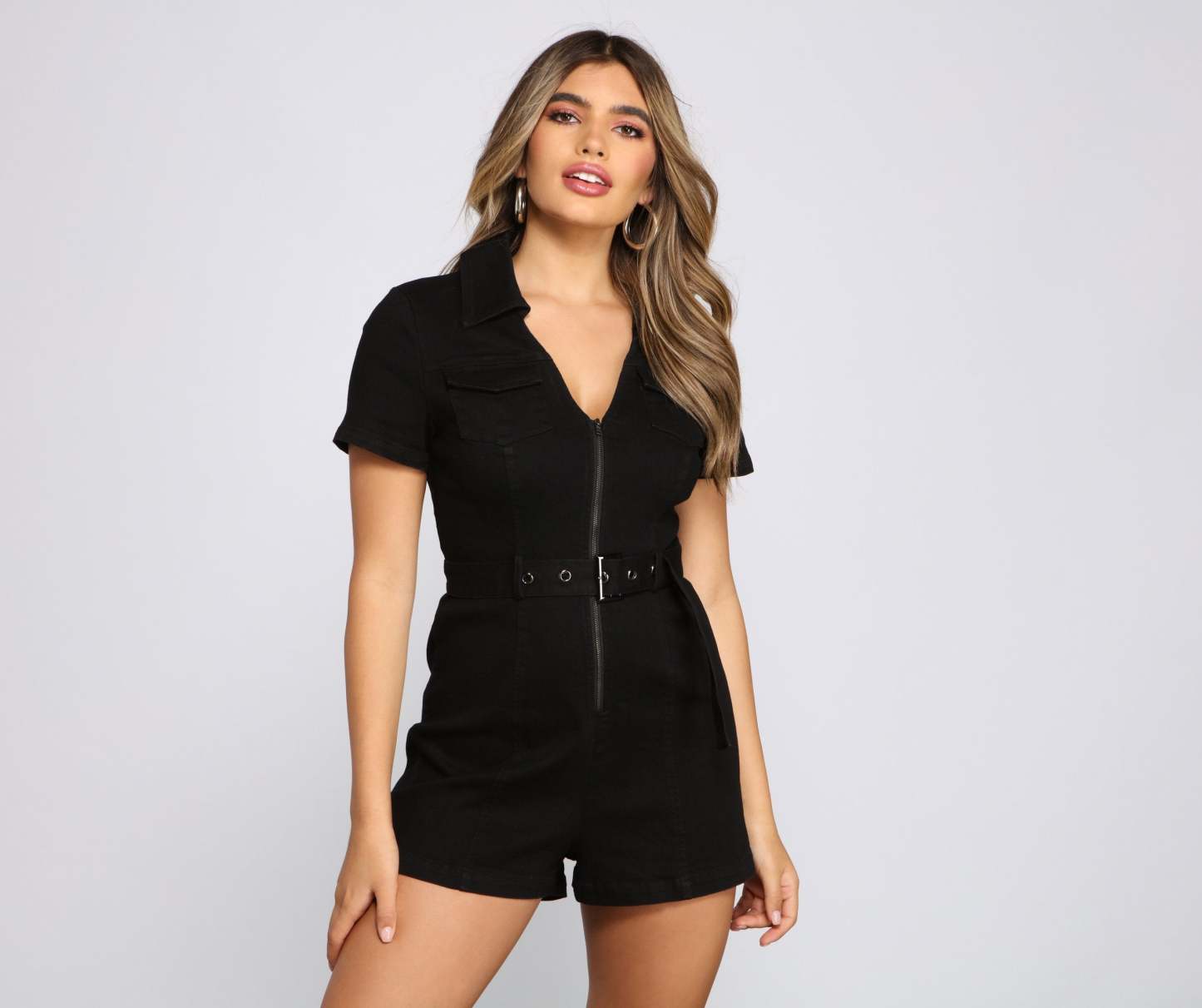 Yes You Can Utility Denim Romper - Lady Occasions