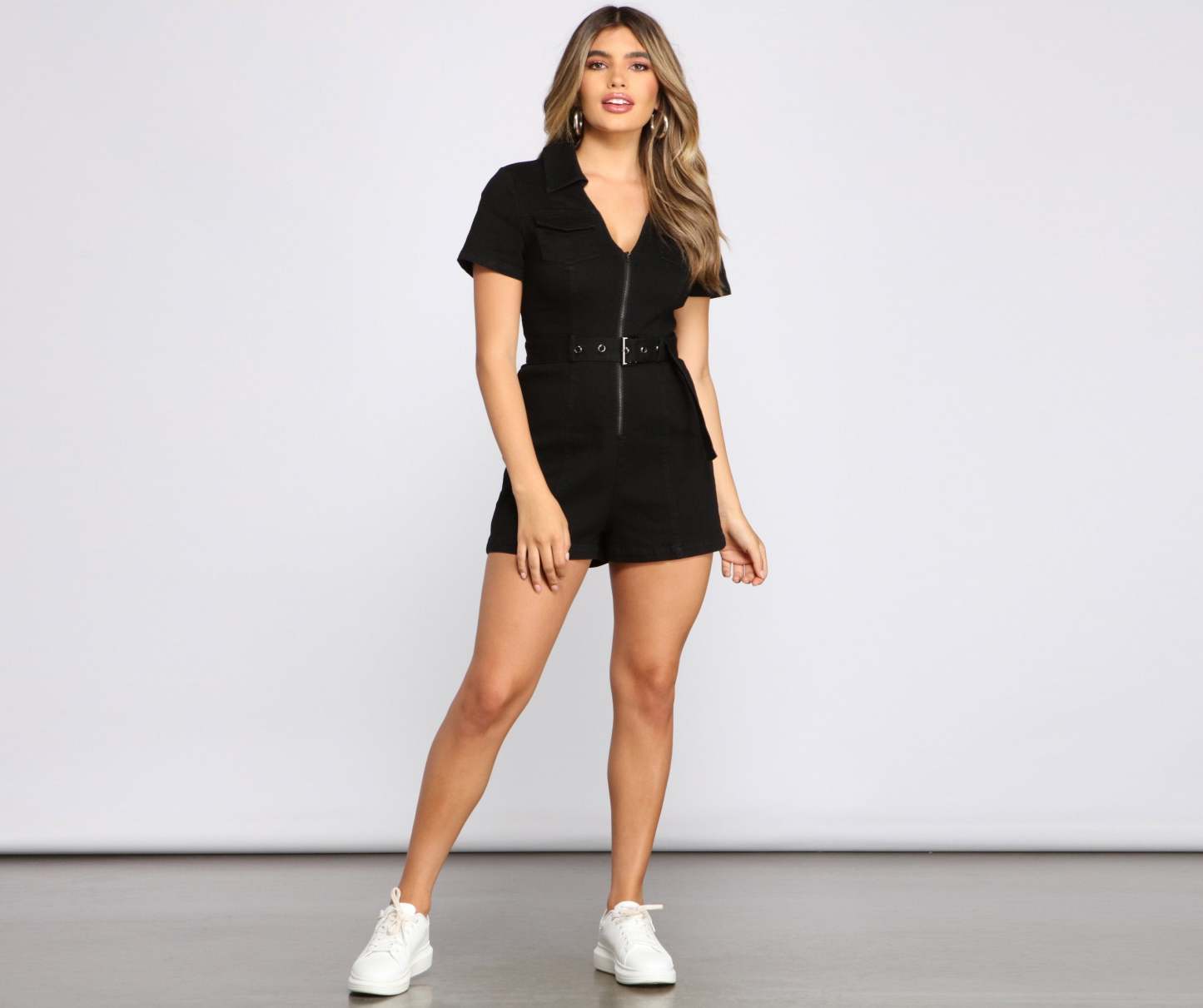 Yes You Can Utility Denim Romper - Lady Occasions