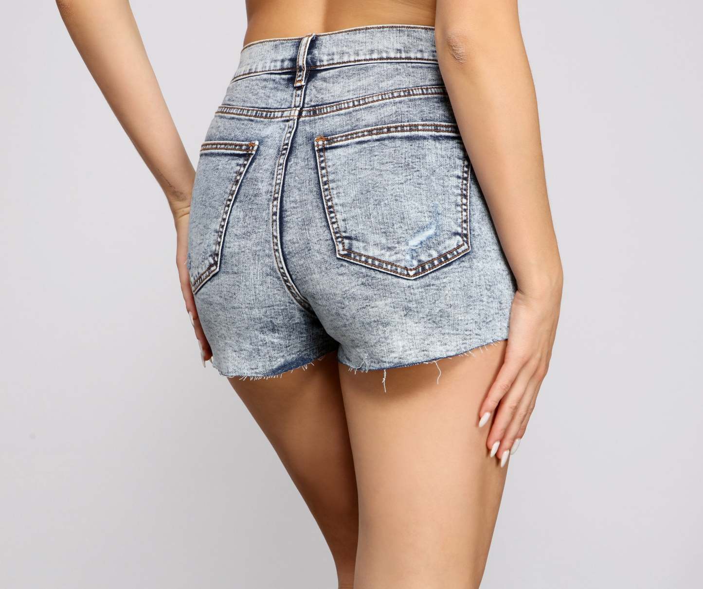 Vintage Vibes Acid Wash Denim Shorts - Lady Occasions