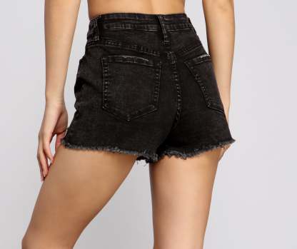 Fab And Frayed High-Rise Denim Shorts - Lady Occasions