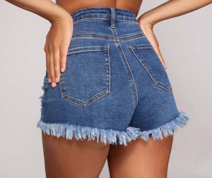 Fab And Frayed Cutoff Denim Shorts - Lady Occasions