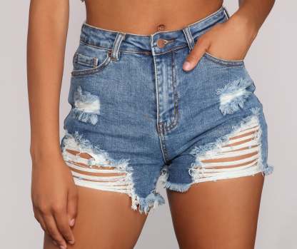 Distressed To Impress Cutoff Denim Shorts - Lady Occasions