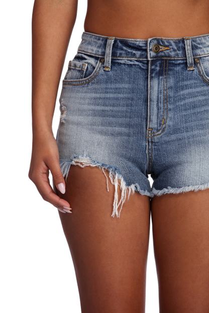 Lulu High Waist Frayed Shorts - Lady Occasions