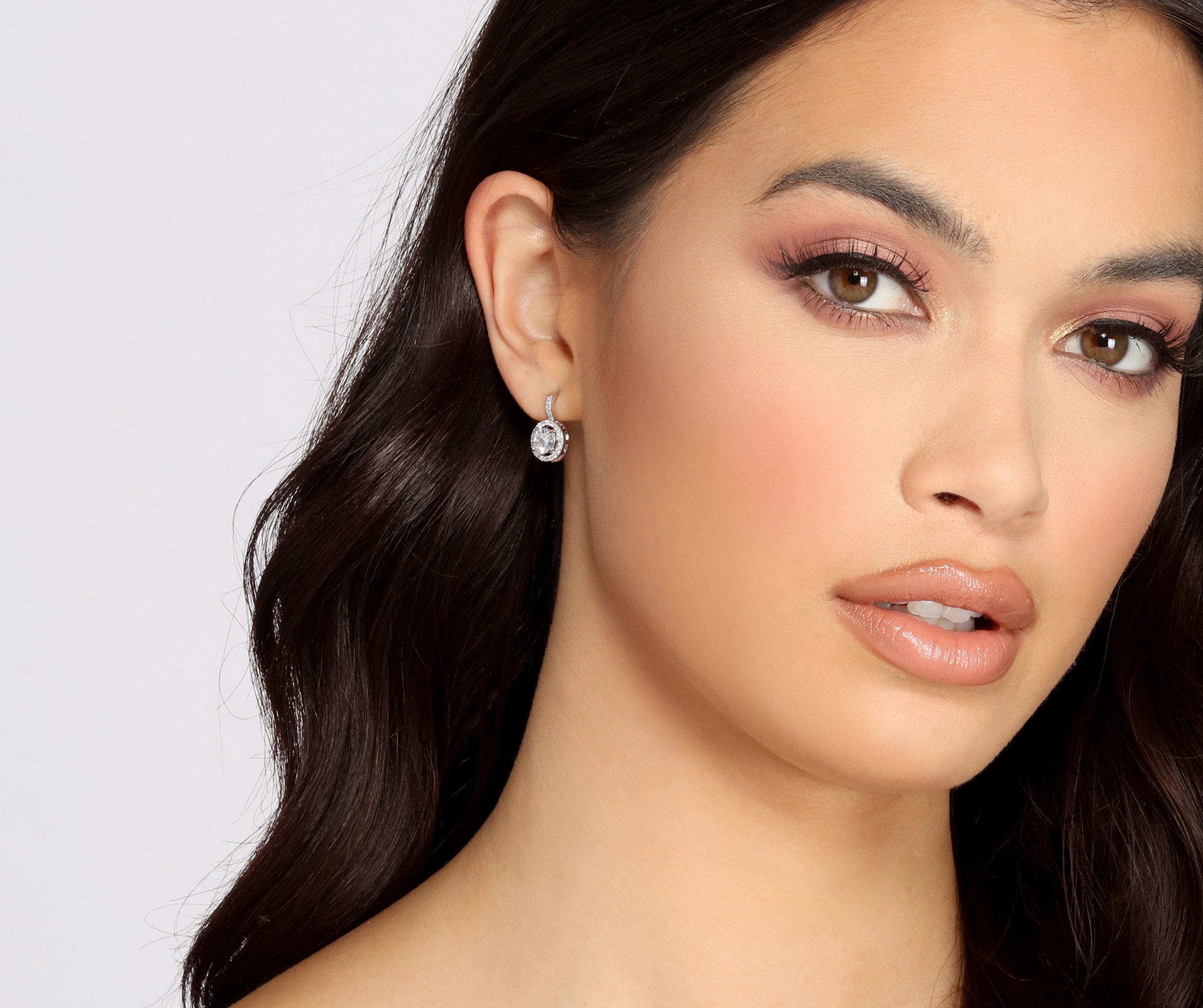 Halo Drop Cubic Zirconia Earrings - Lady Occasions