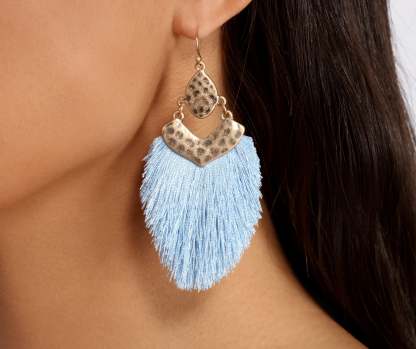Feeling Fab Fan Tassel Earrings - Lady Occasions