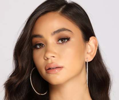 Glam It Up Rhinestone Hoop Earrings - Lady Occasions