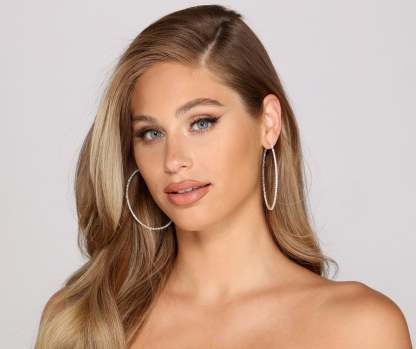 Glam It Up Rhinestone Hoop Earrings - Lady Occasions