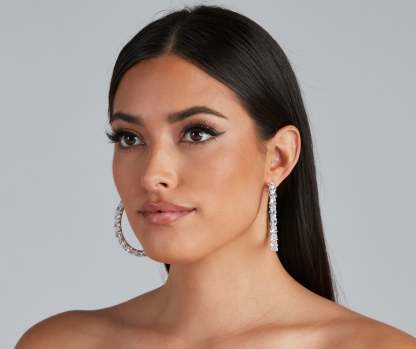 Glamorous Chic Cubic Zirconia Hoop Earrings - Lady Occasions
