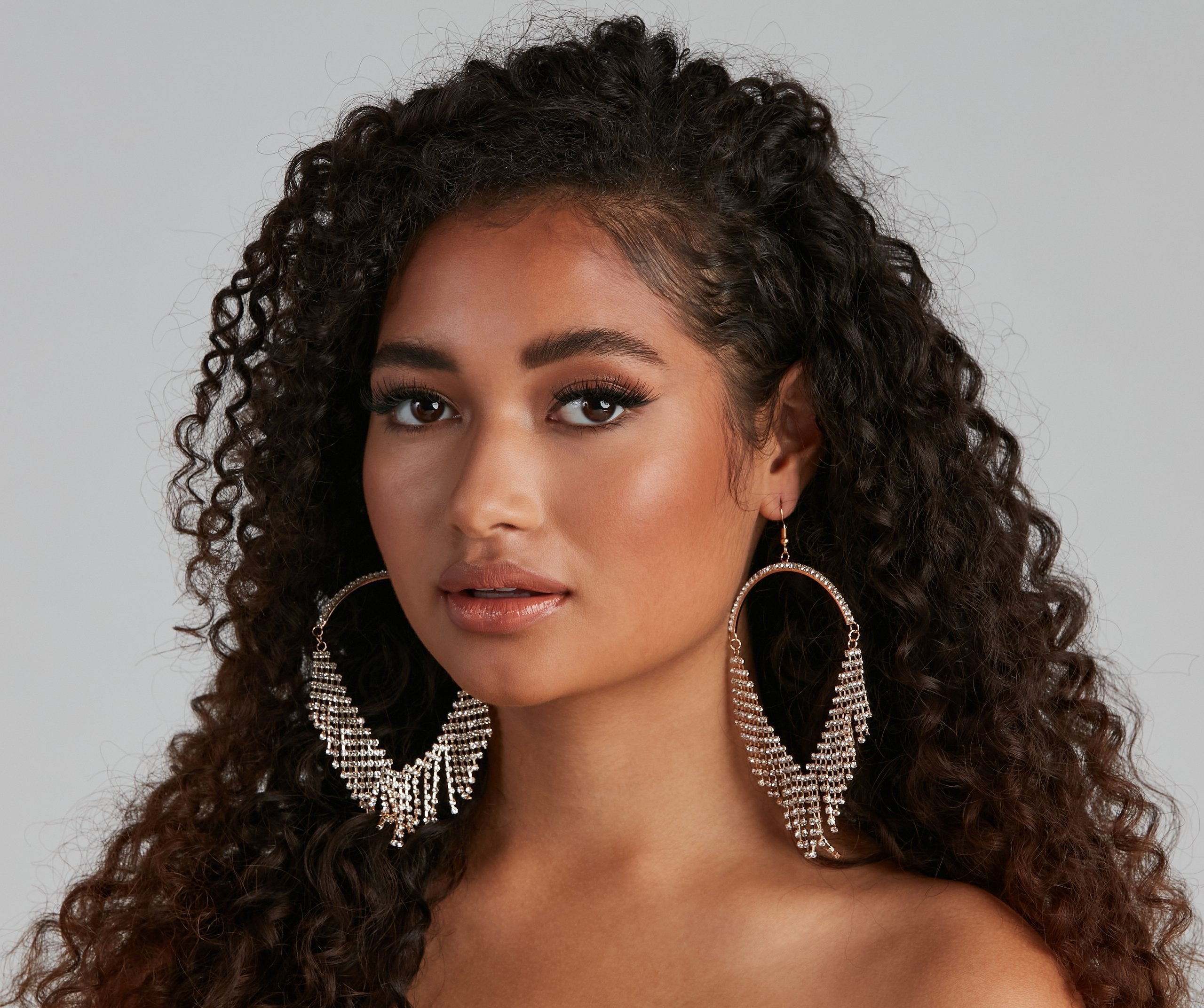 Diva Teardrop Rhinestone Fringe Earrings - Lady Occasions
