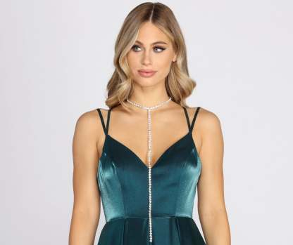 I Like To Be Extra Rhinestone Choker Lariat - Lady Occasions