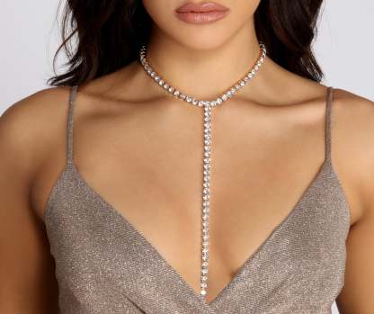 I Like To Be Extra Rhinestone Choker Lariat - Lady Occasions