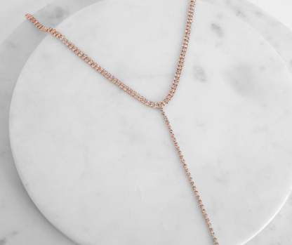 In Touch Dainty Rhinestone Lariat Choker - Lady Occasions