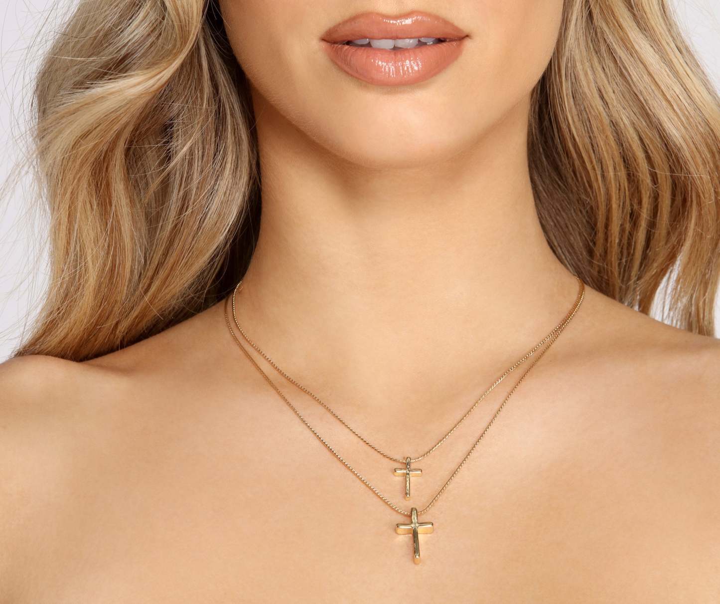 Heaven Sent Double Cross Pendant Necklace 2 Pack - Lady Occasions