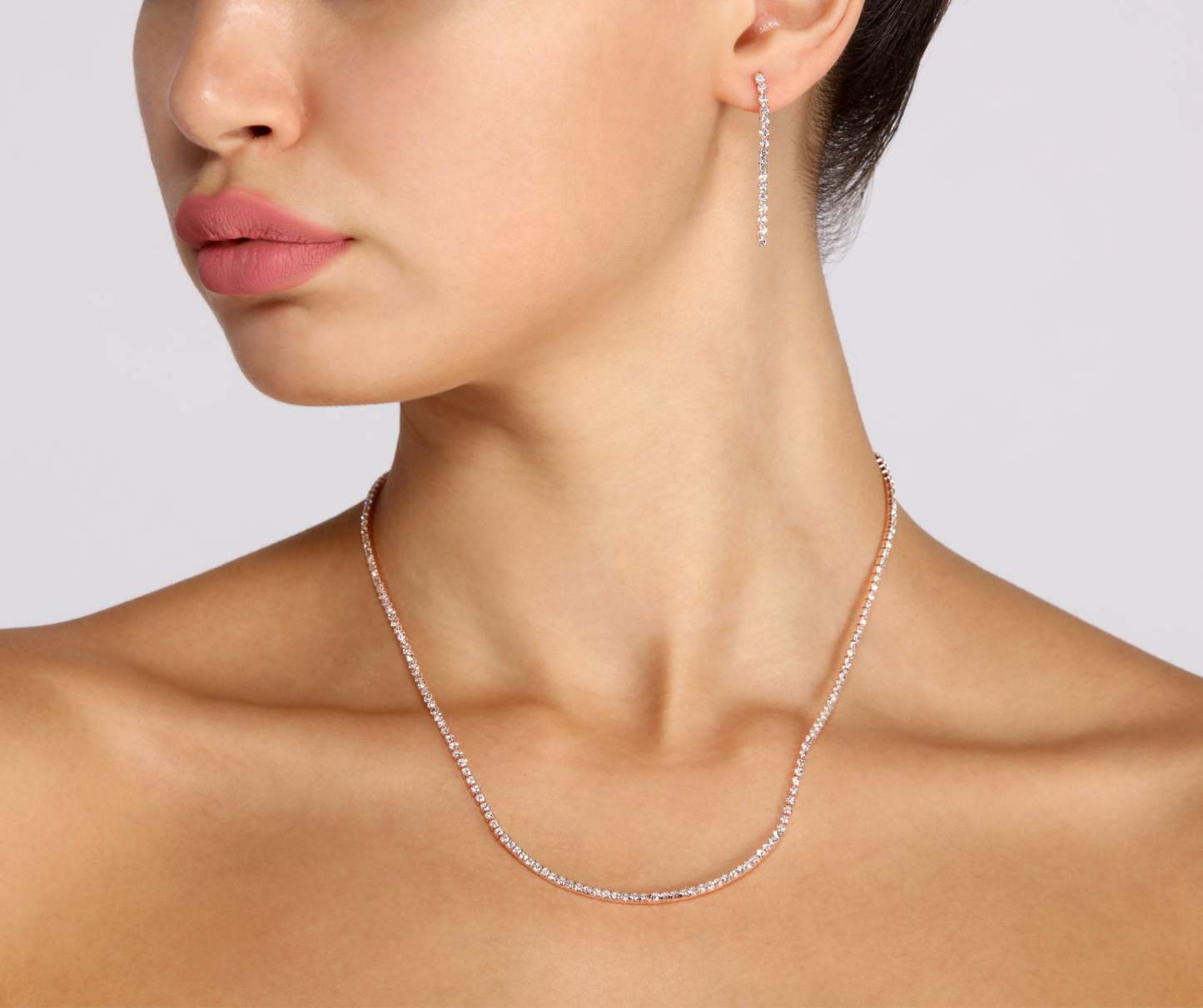 Luxe Life Rhinestone Necklace + Earring Set - Lady Occasions