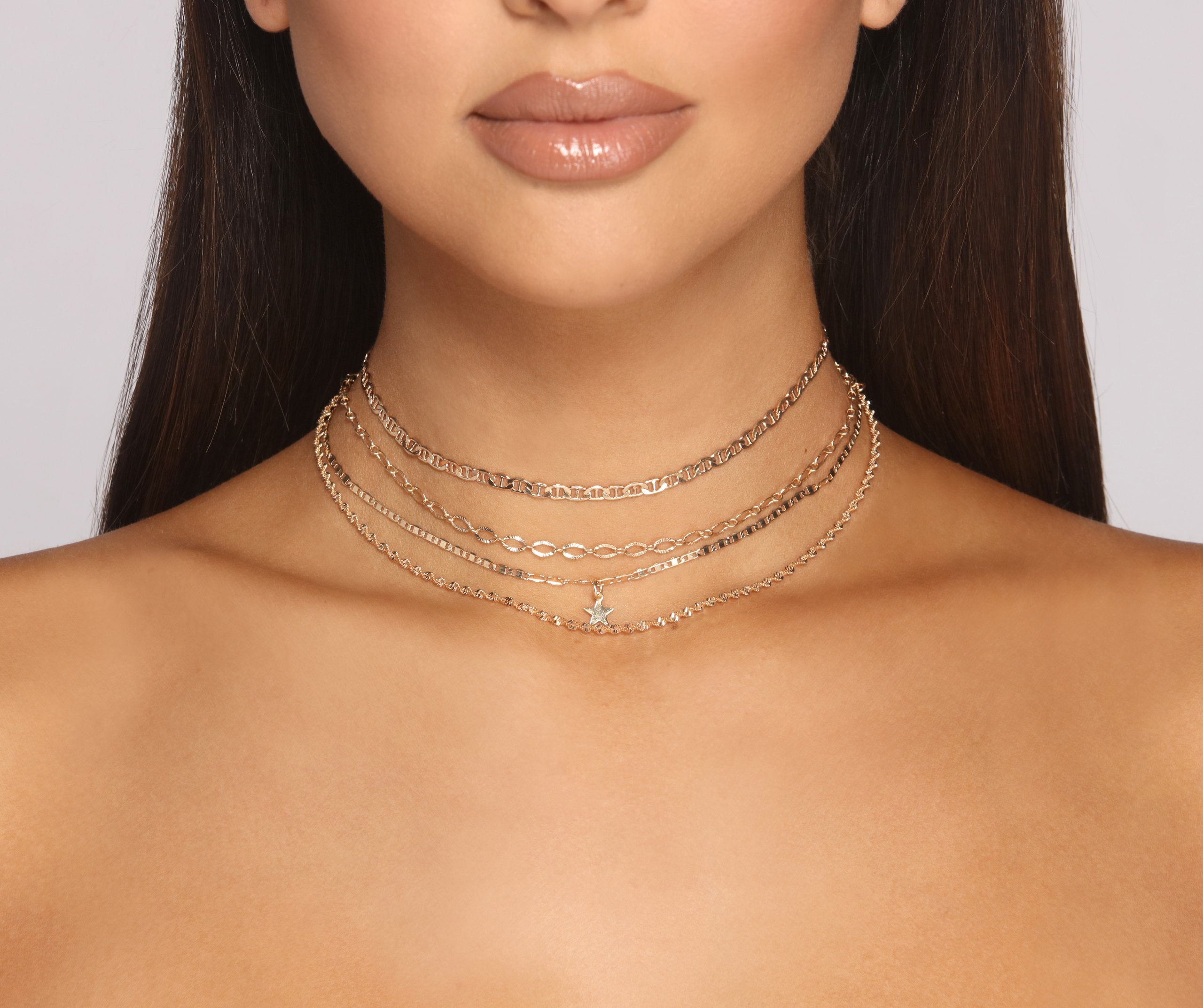 Dainty Chain Choker and Star Charm Multi Pack - Lady Occasions