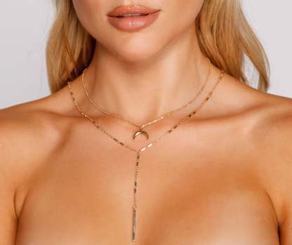 Reach For The Moon Layered Charm Necklace - Lady Occasions