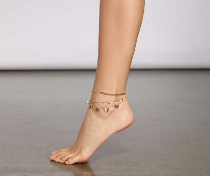 Three Pack Butterfly Chain Anklets - Lady Occasions