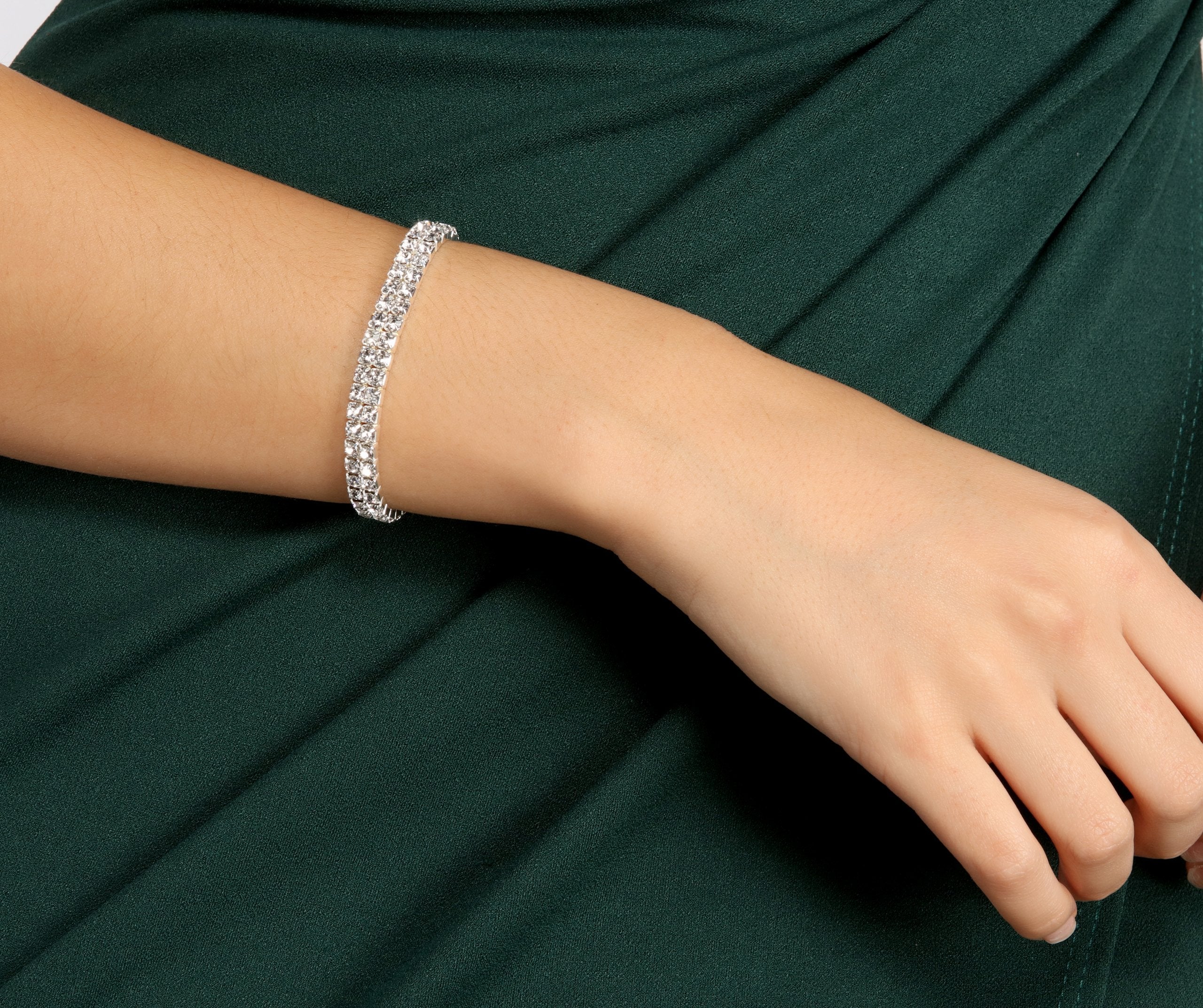 Multi-Row Rhinestone Stretch Bracelet - Lady Occasions