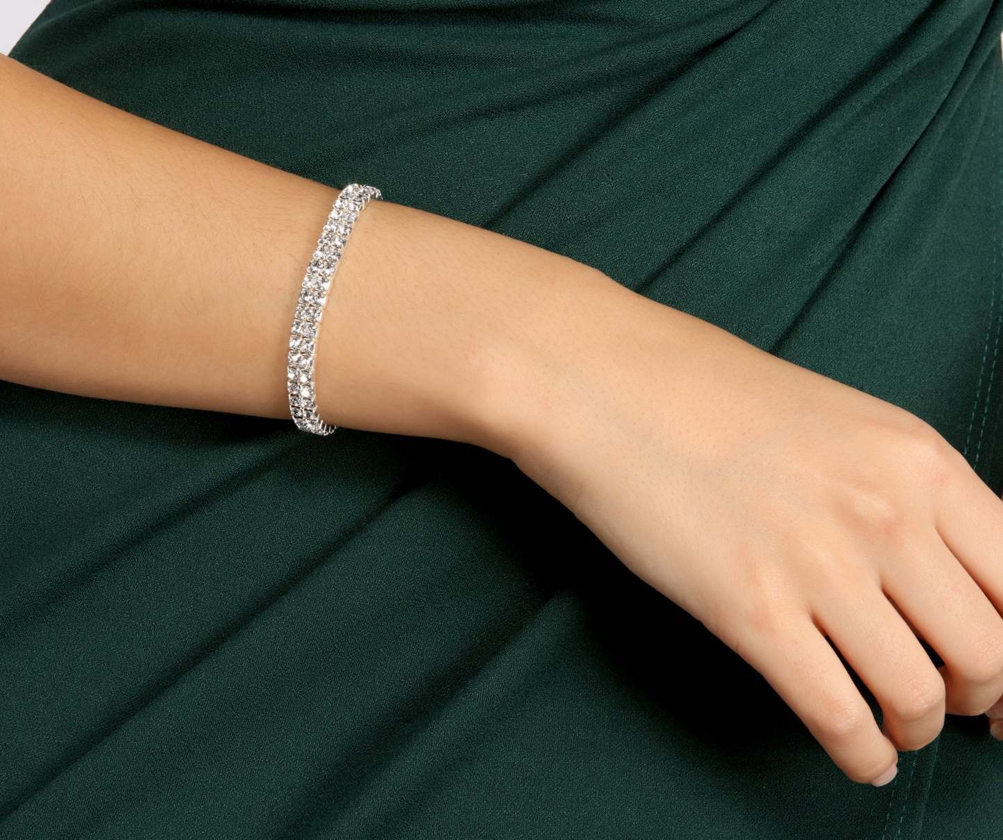 Multi-Row Rhinestone Stretch Bracelet - Lady Occasions