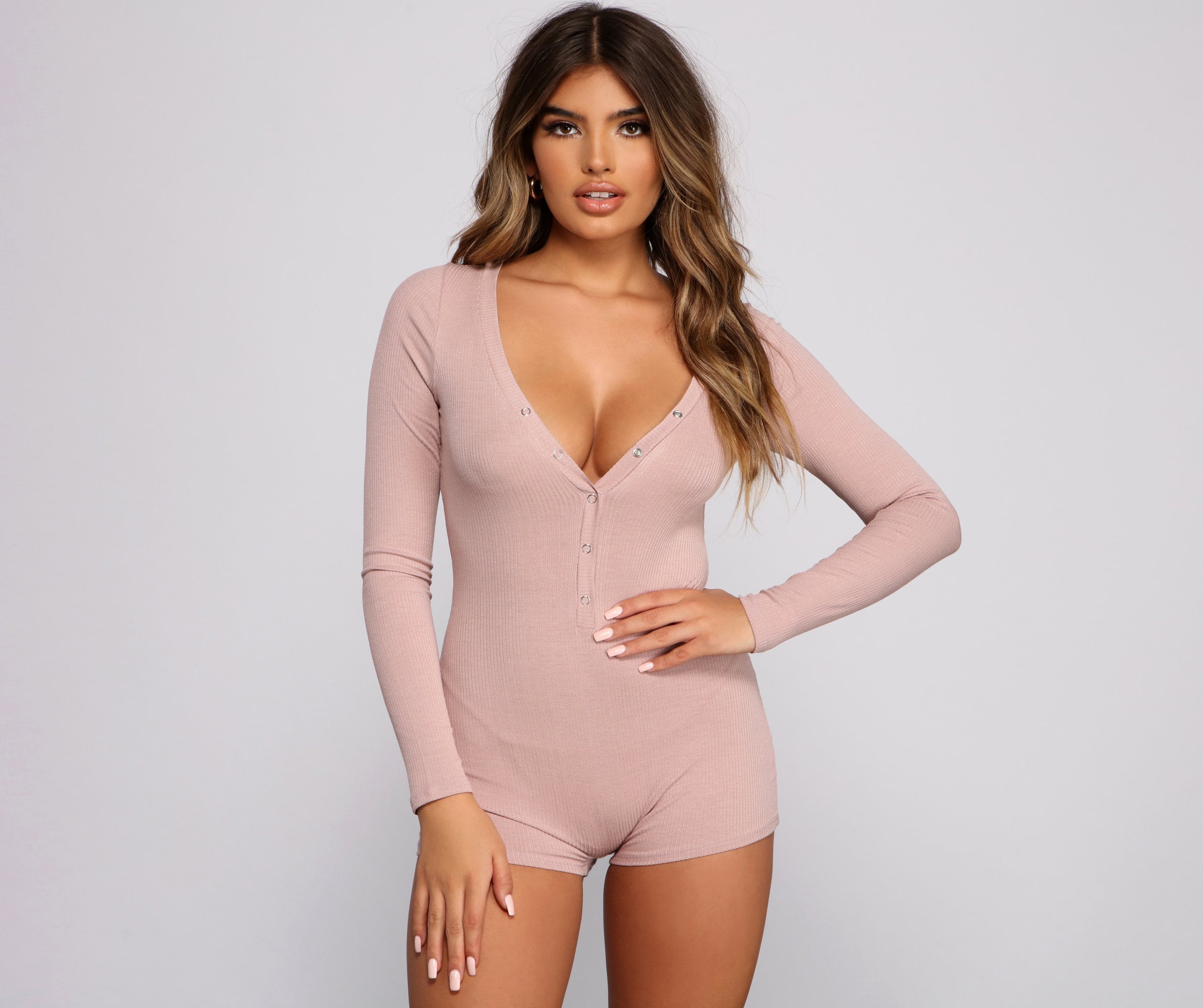 Cute and Chill Ribbed Knit Pajama Romper - Lady Occasions
