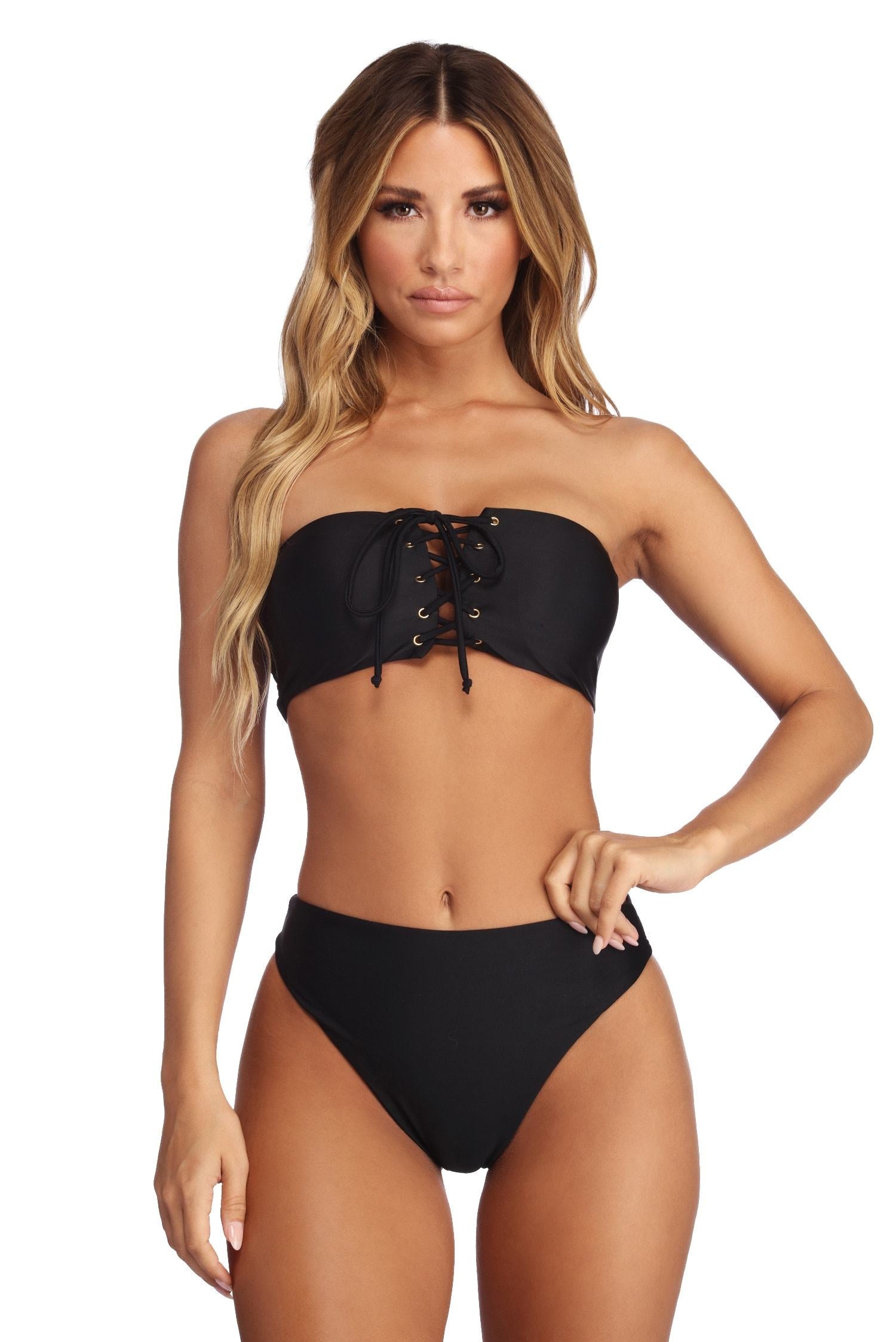 High Waist Basic Cut Swim Bottoms - Lady Occasions