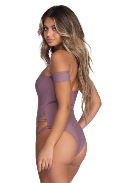 Off The Shoulder Strappy Swimsuit - Lady Occasions