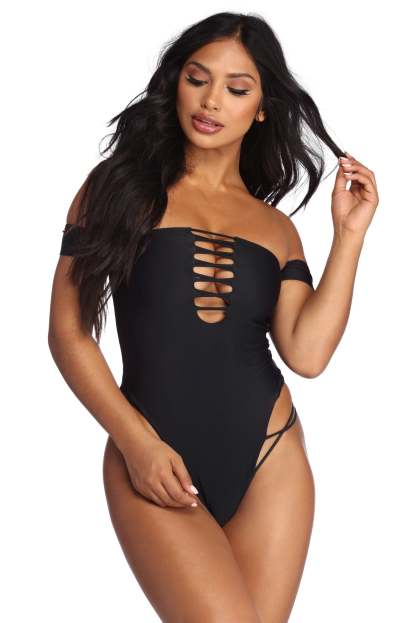Off The Shoulder Strappy Swimsuit - Lady Occasions