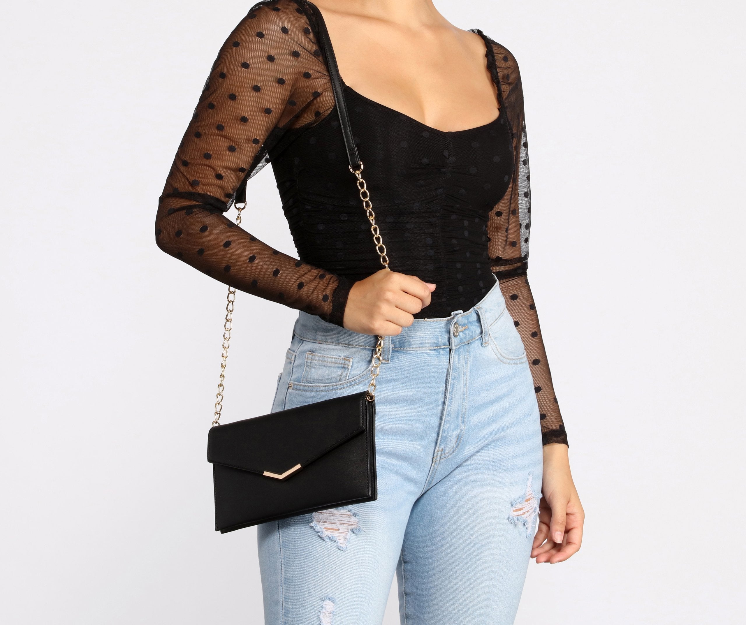 Life Essentials Faux Leather Envelope Crossbody - Lady Occasions