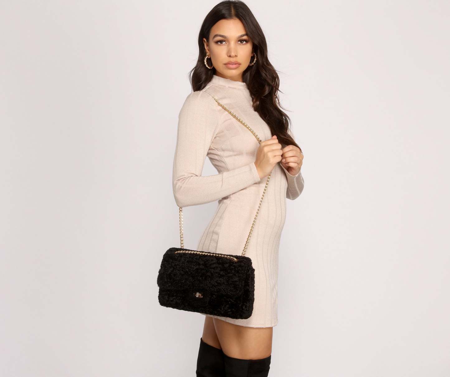 Cozy and Chic Faux Fur Crossbody - Lady Occasions