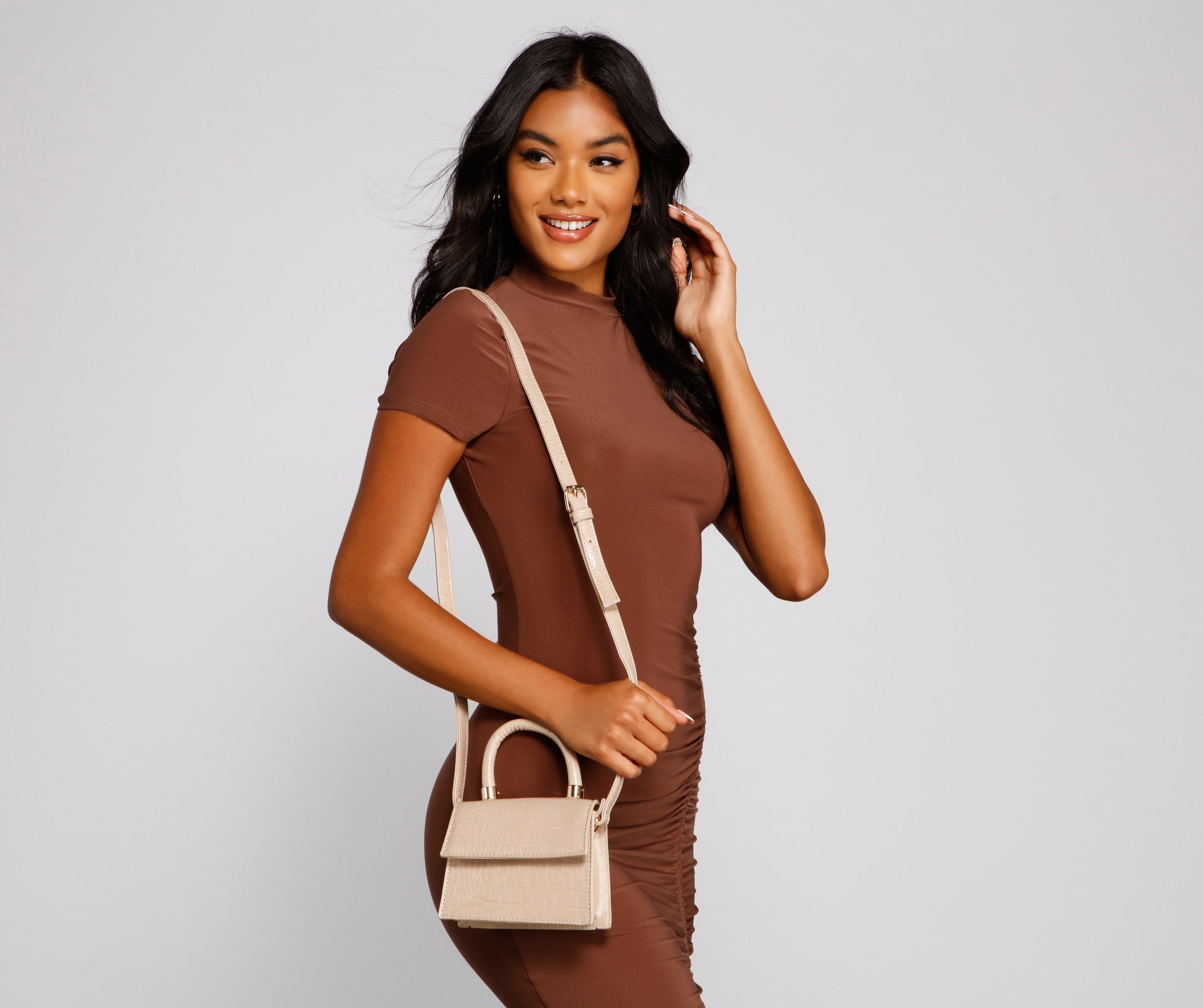 Croc Out Top Handle Mini Crossbody - Lady Occasions