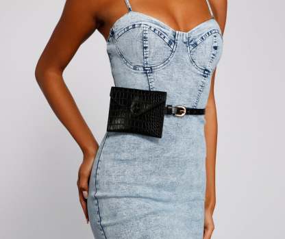 No Hands Croc Embossed Fanny Pack Belt - Lady Occasions