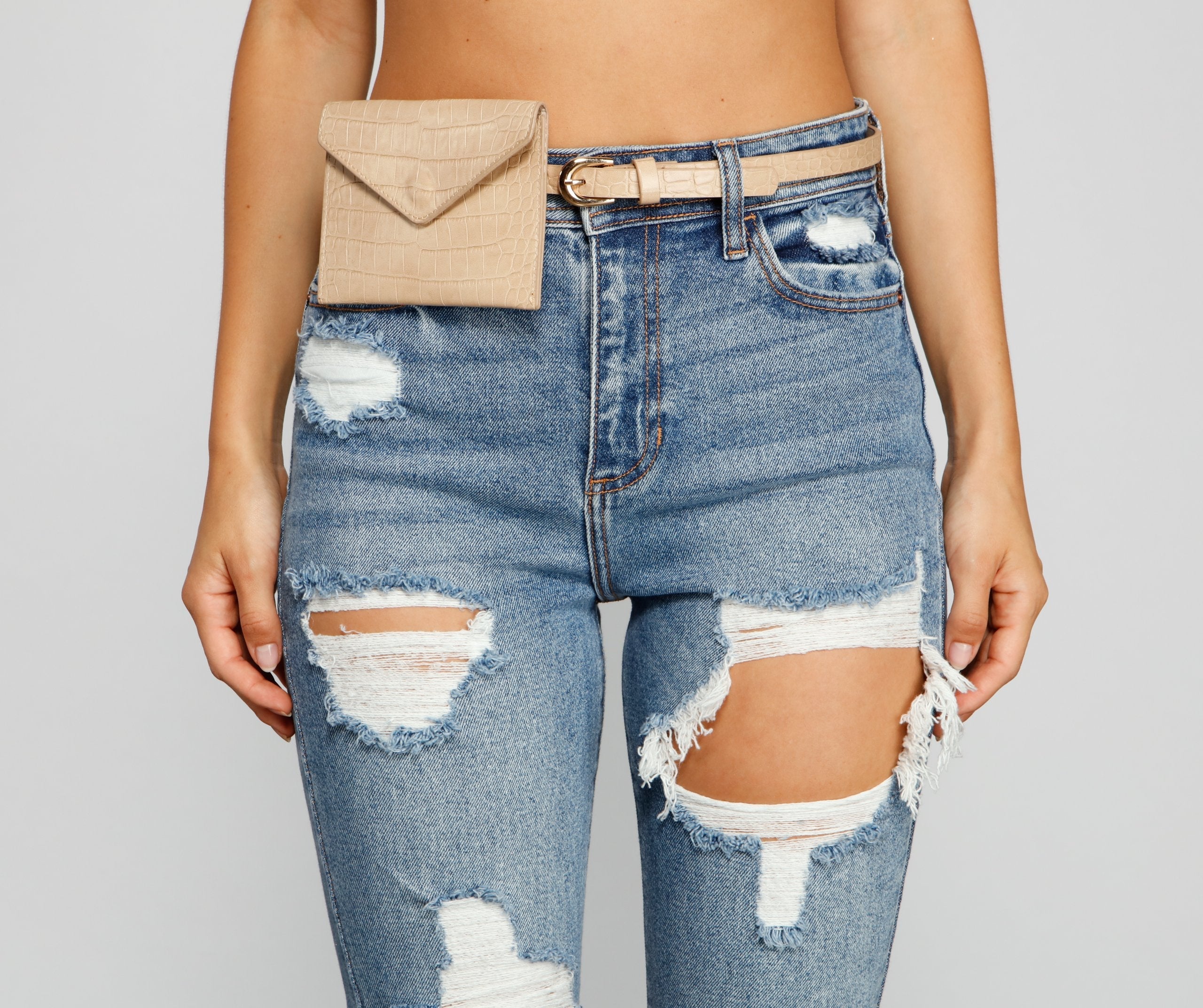 No Hands Croc Embossed Fanny Pack Belt - Lady Occasions