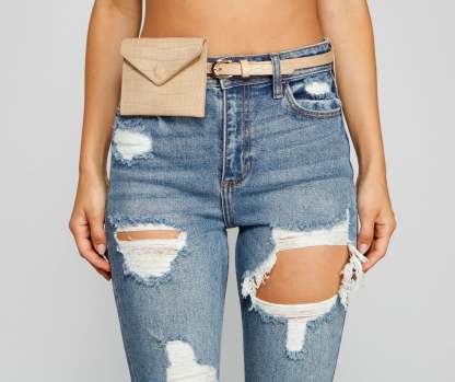 No Hands Croc Embossed Fanny Pack Belt - Lady Occasions