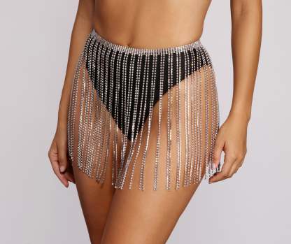 Rhinestone Fringe Belt - Lady Occasions