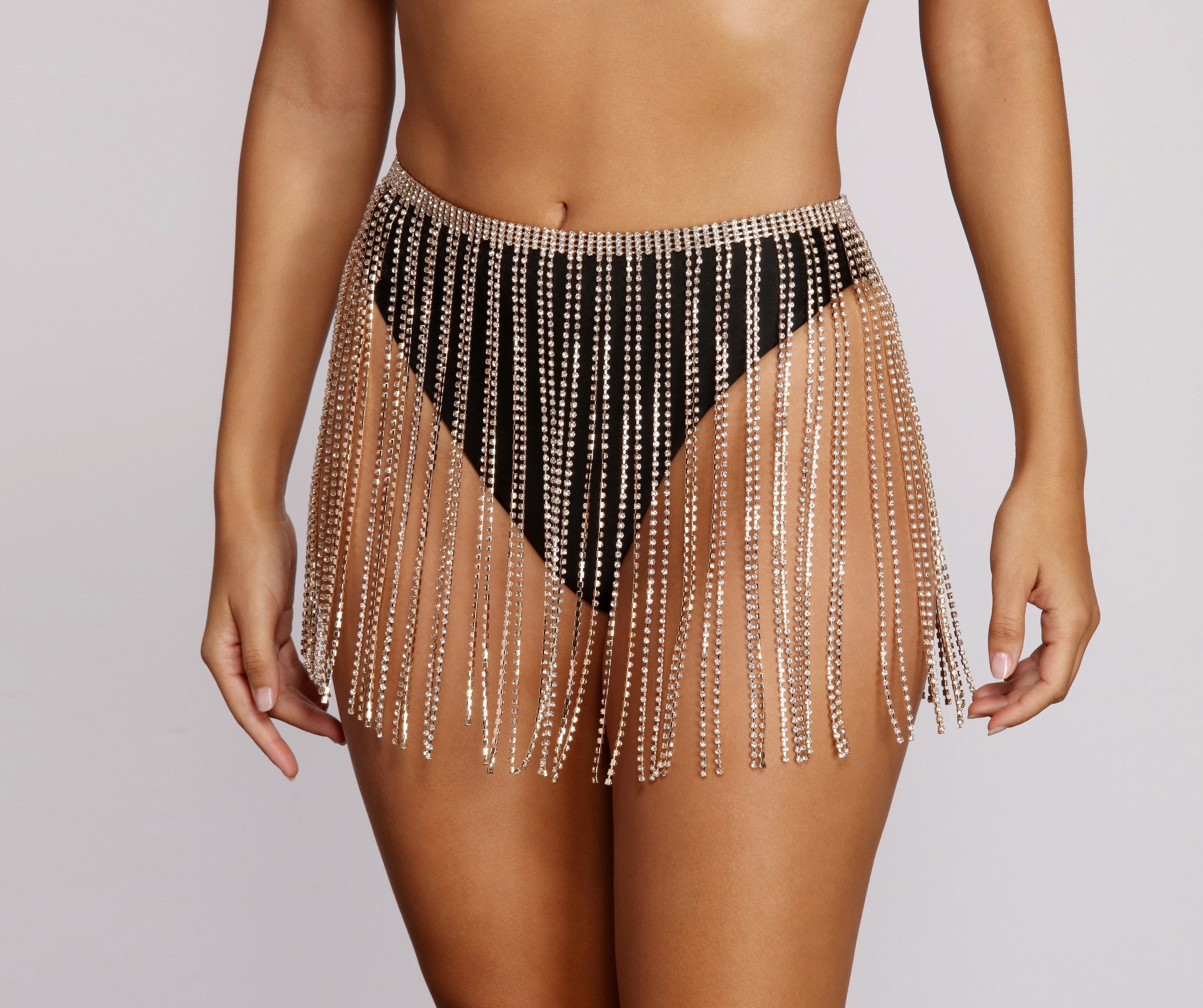 Rhinestone Fringe Belt - Lady Occasions