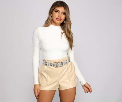 Faux Leather Snake Print O Ring Belt - Lady Occasions