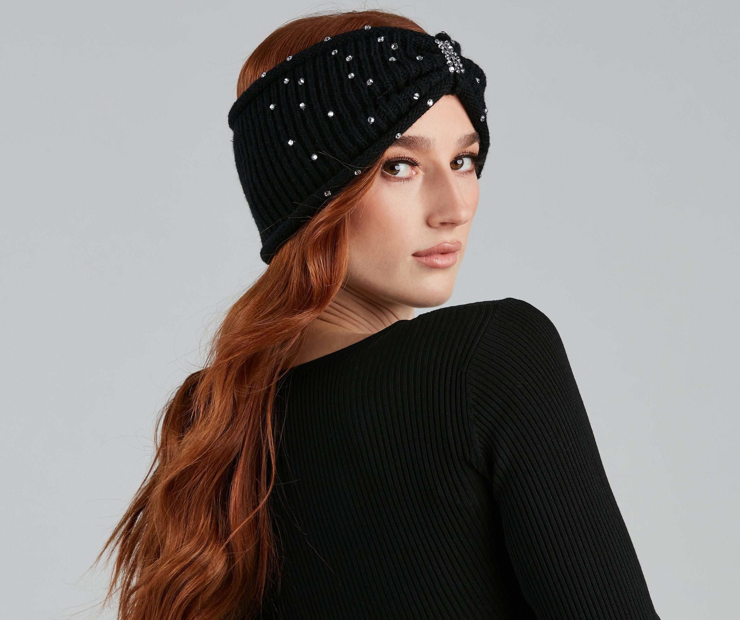 Too Cute Rhinestone Knit Headband - Lady Occasions