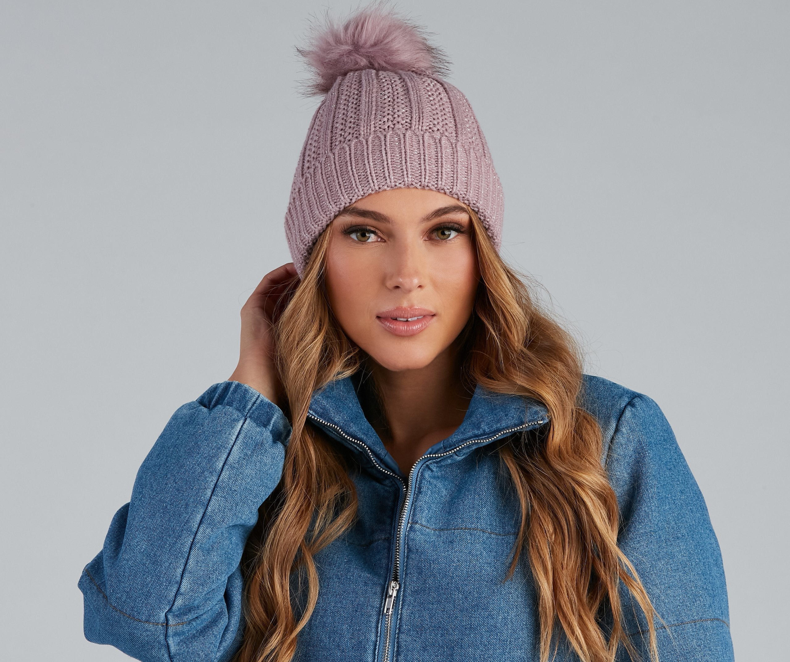 Cutie Pom Twist Knit Beanie - Lady Occasions